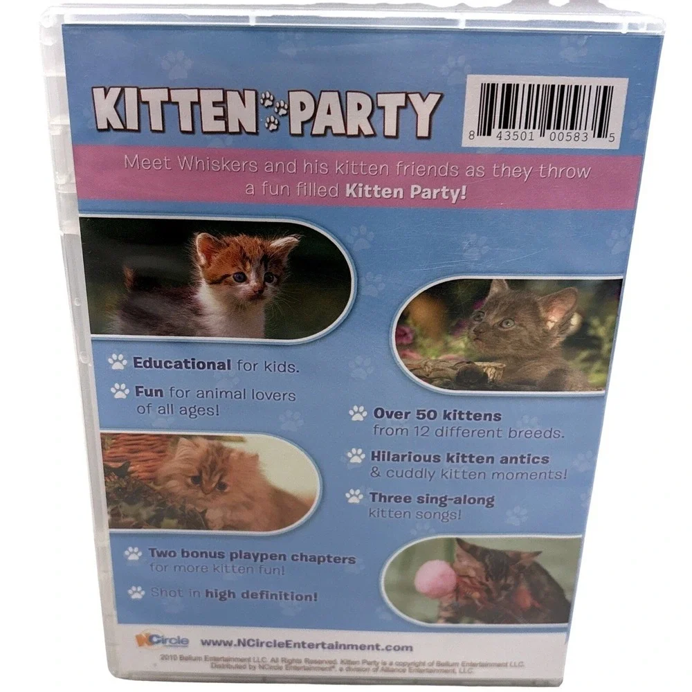 Kitten Party DVD Video 2010 Cats Educational Feline Fun Puzzle Booklet